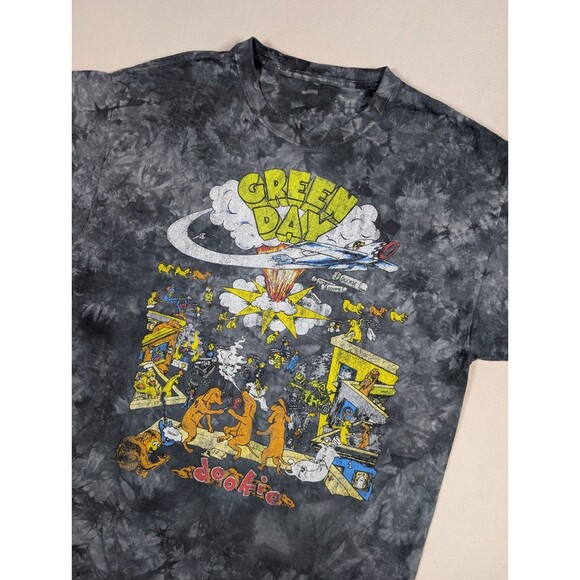 Y2K Green Day Dookie Graphic T-shirt Gray Tie Dye Size XL Punk Rock 90s - Picture 1 of 7